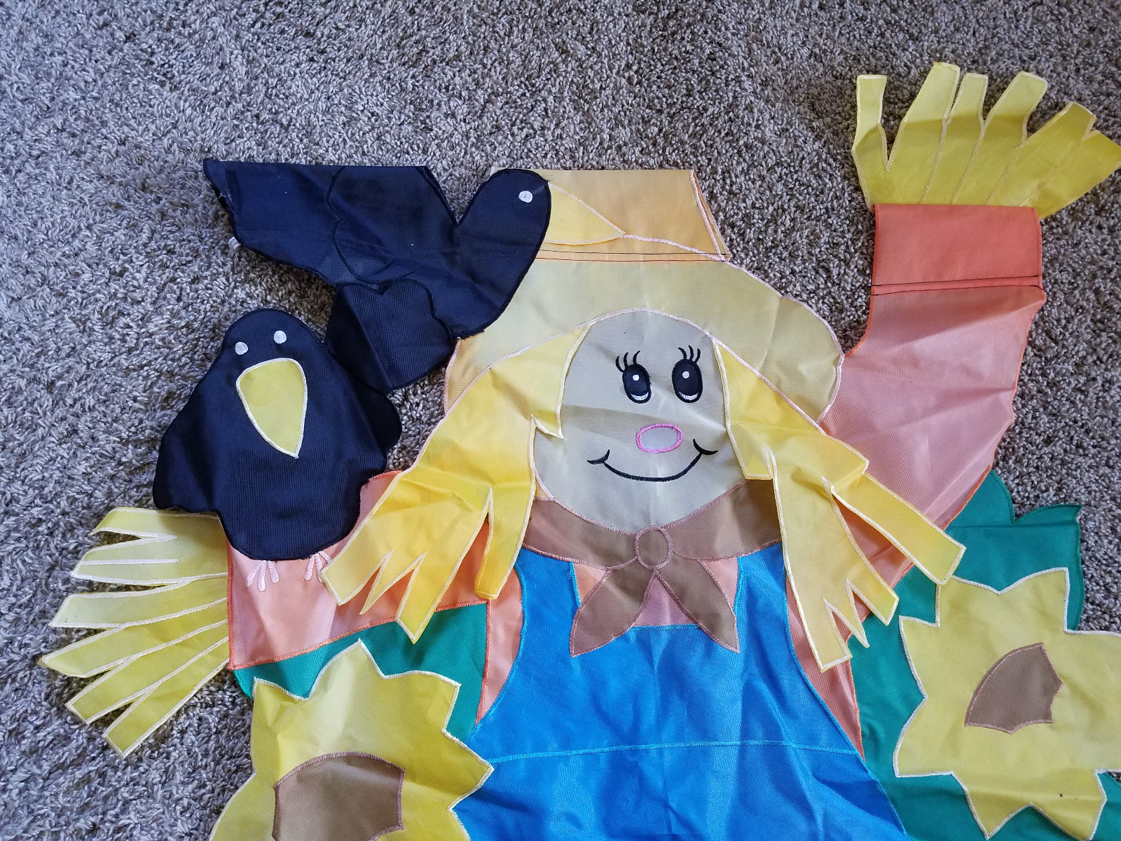 Scarecrow and 2 Crows Fall 2 Sided Large Nylon Flag  (1)
