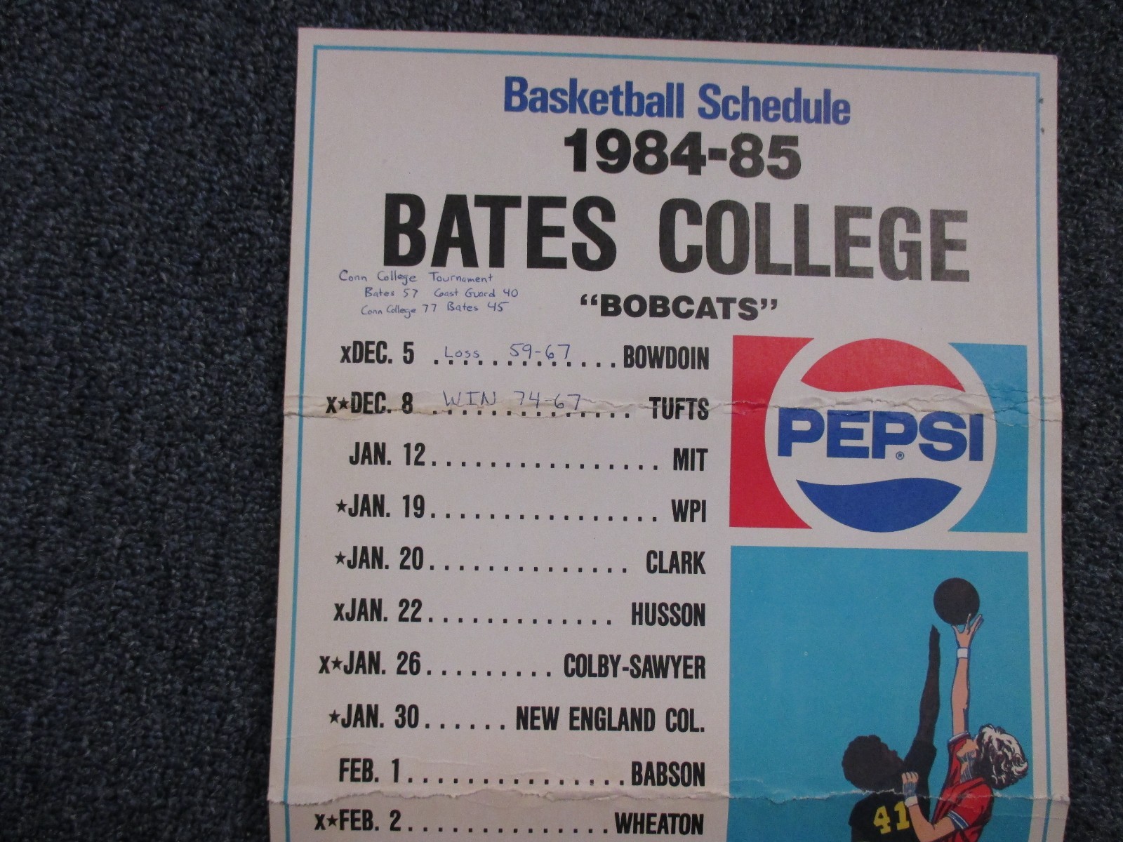 1984 Bates Women Basketball Poster(14 Sign/DEB SULLIVAN/w/DIANE BOETTCHER Letter