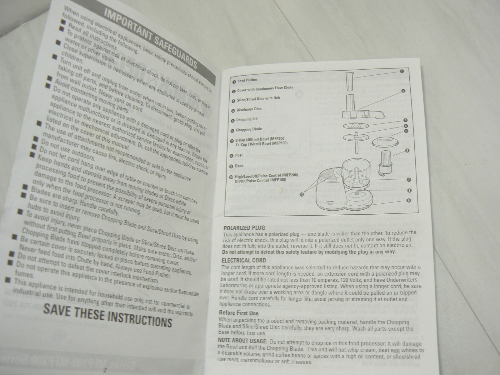 Black & Decker Mini Pro Plus Food Processor MFP200 MFP200T Instruction Manual