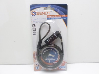 New Sendt Notebook Security Cable With 4-Dial Combination Lock Black
