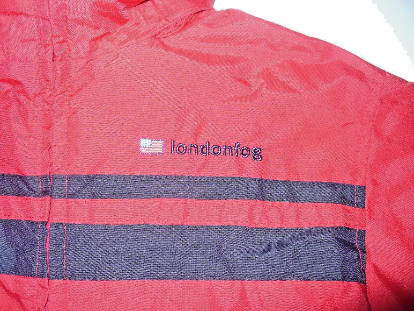 BOY'S LONDON FOG RED/BLACK FOLD OUT HOOD ZIPPER JACKET Size 2T FREE SHIPPING!!