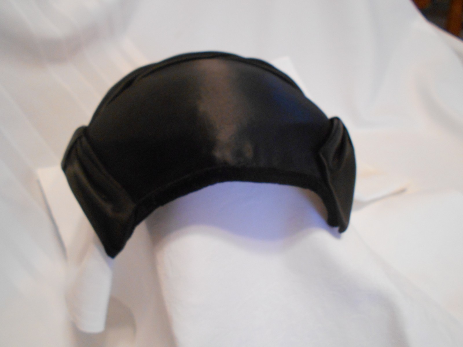Hat, Vintage, Juliette Cap, Black Satin with Velvet Trim