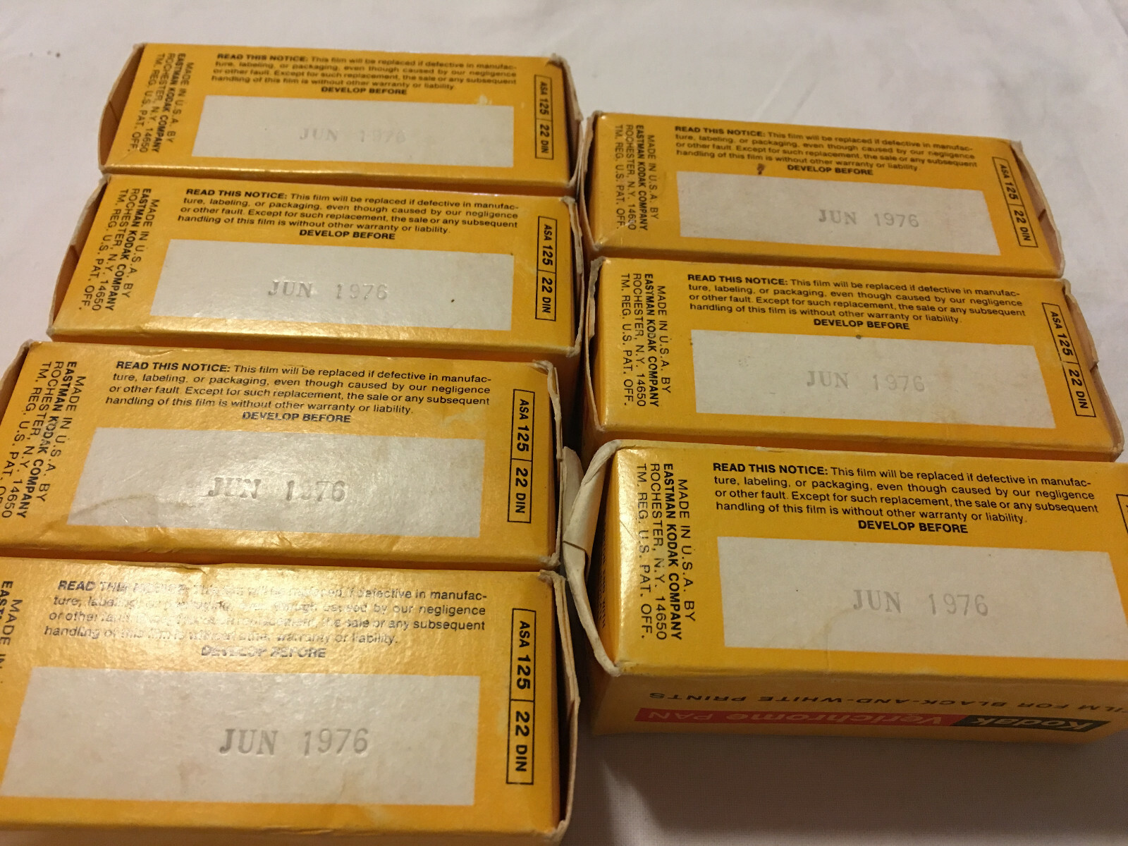 7 ROLLS SEALED KODAK VP116 VERICHROME PAN B&W FILM 8 EXPOSURE - EXPIRED 6/1976