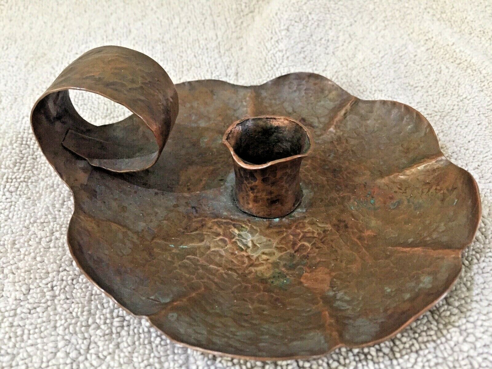 Vintage,Antique Arts&Crafts Candle holder Hand Hammered Copper 5.5x2''