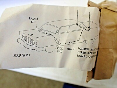NOS Dual Rear 1950s Antenna Ward Disappearing Twin Rear Antennas Straight Angle