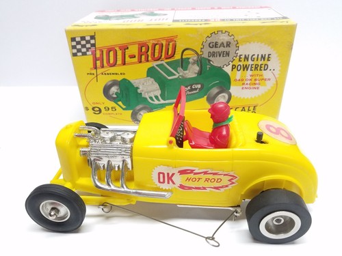 RARE YELLOW VTG Herkimer OK HOT-ROD TETHER CAR! Gas Powered ENGINE! Never Run