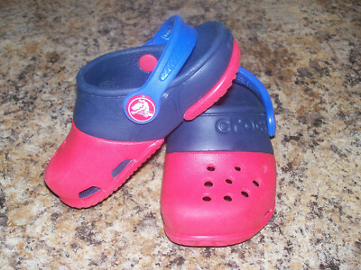Crocs Kids ELCTRO II Clog Slip On Shoes Size C5 NAVY RED
