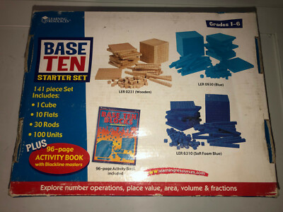 Learning Resources Base Ten Starter Set Kit, Blue 141 Pieces