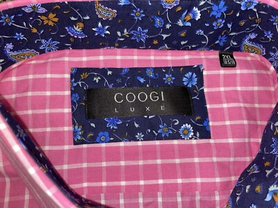 Coogi Luxe Shirt Button Down sz 2XL Pink & Blue Paisley Mens