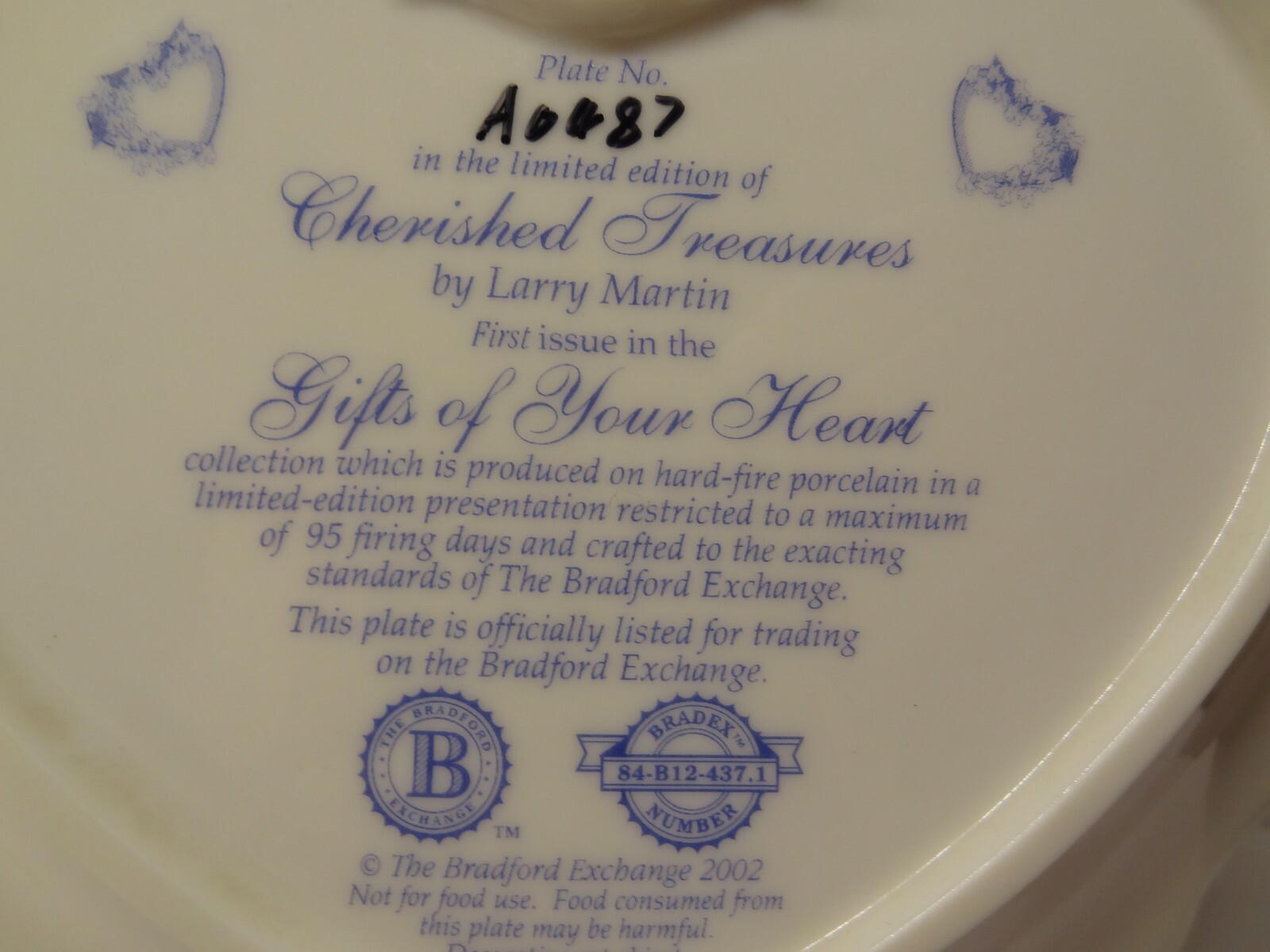 BRADFORD EXCHANGE CHERISHED TREASURES GIFTS OF YOUR HEART LIMITED EDITION PLATE