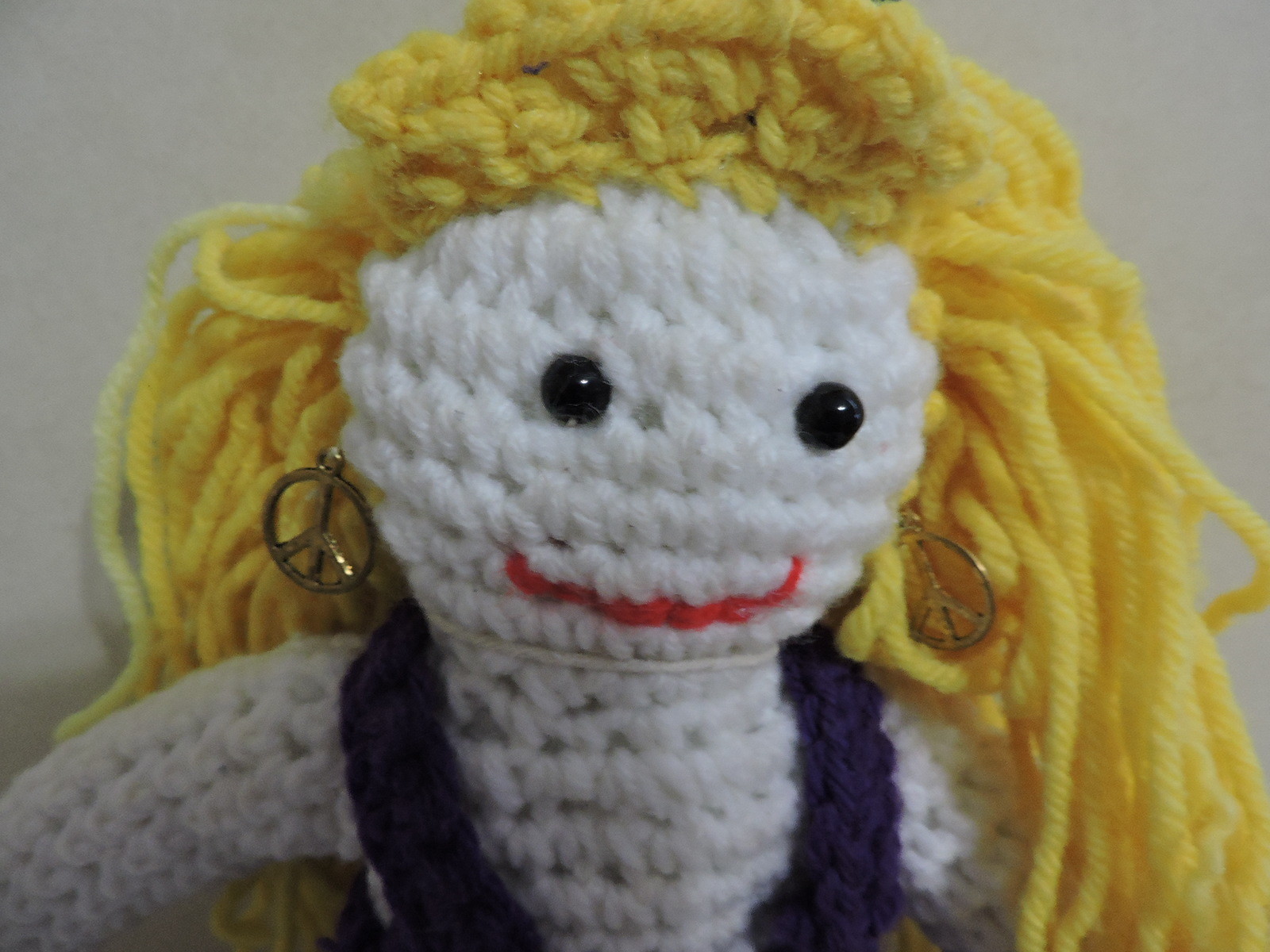 Handmade Crochet Doll with Peace Earrings