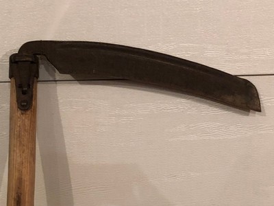 Old Antique Large Primitive Antique Scythe Halloween Prop Grim Reaper Farm (C)
