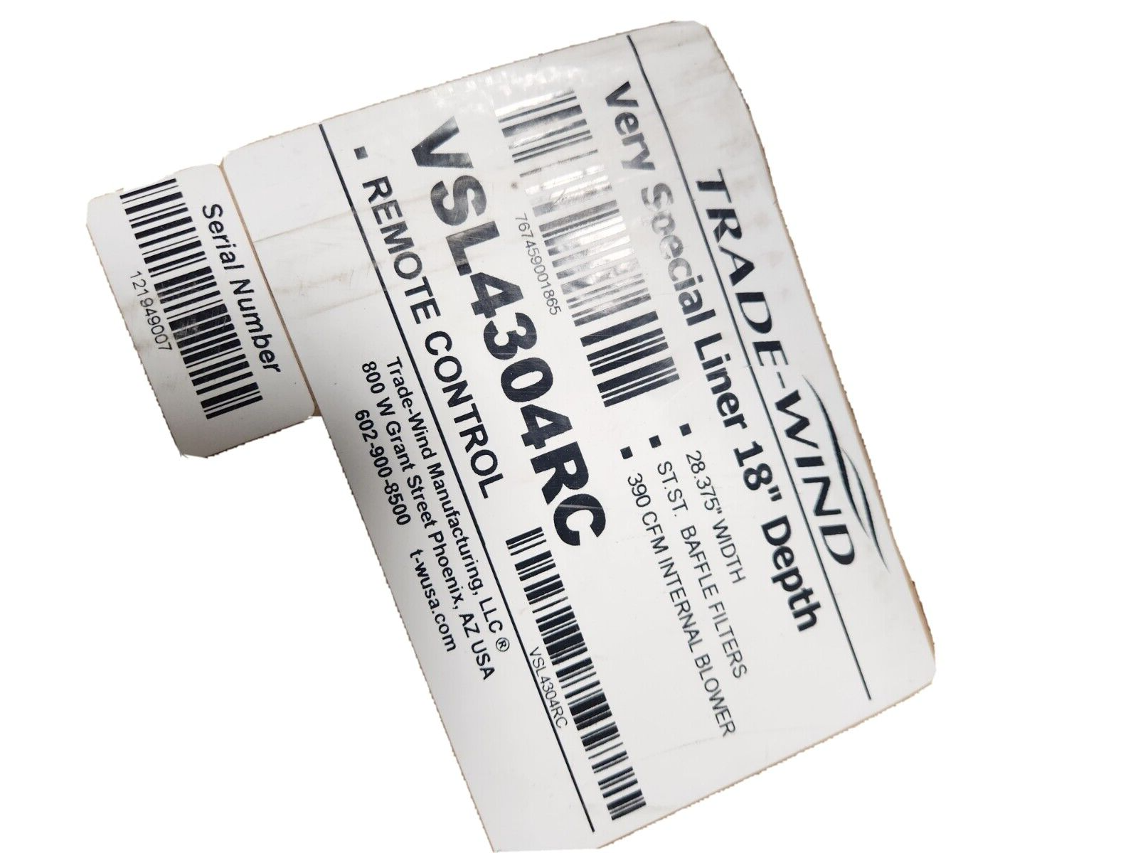 Trade Wind VSL4304RC 190 390 CFM 30