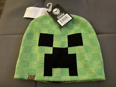 Minecraft JINX Mens Green Creeper Knit Beanie Acrylic Winter Hat Cap New NOS