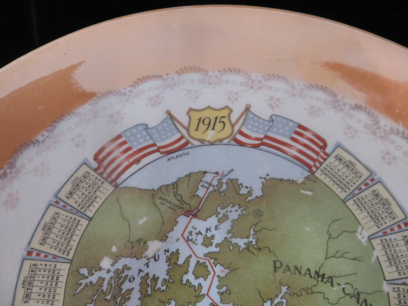 Vintage Advertising Plate - 1915 Calendar - WWI - Of the Parkway - Lusterware