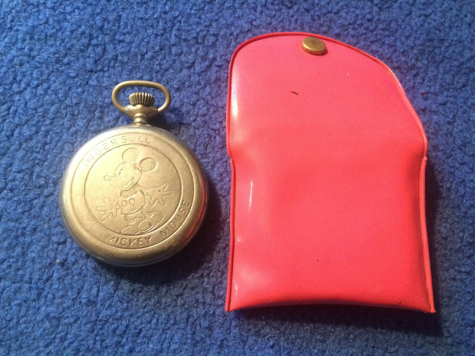 VINTAGE MICKEY MOUSE INGERSOLL POCKET WATCH USA