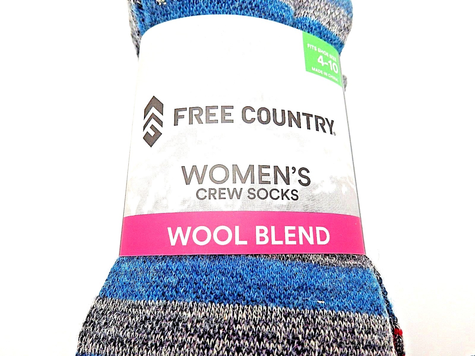 Free Country Women's Wool Blend Crew Socks Marled Color Block 4 Pack
