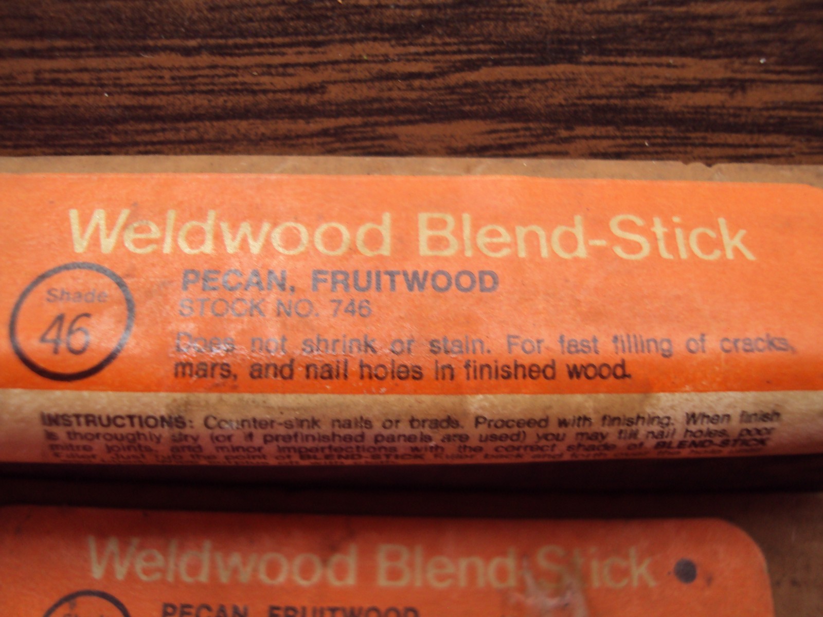 Blend Stick Two Pecan Fruitwood Shade 46 by Weldwood Fill Cracks Mars Nail Holes