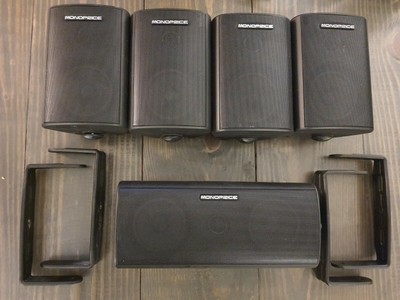 monoprice 5.1 channel home theater satellite speakers & subwoofer