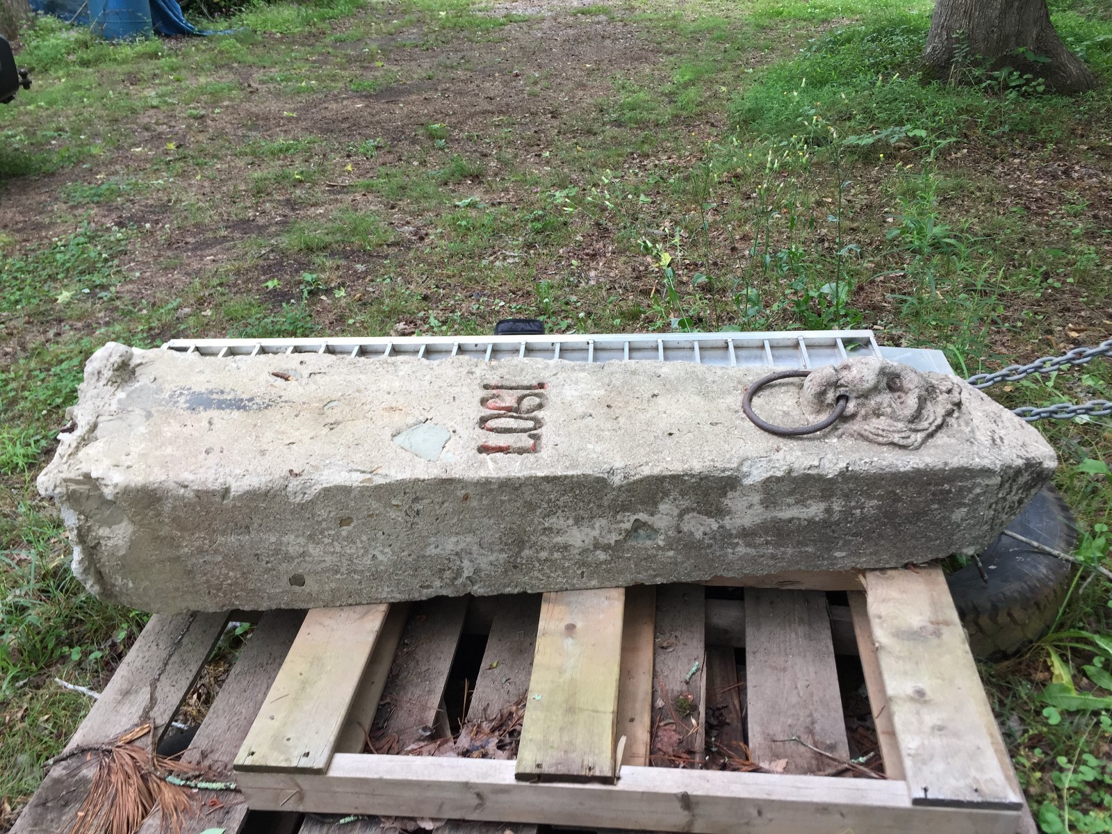 Antique 1907 Stone Hitching Post