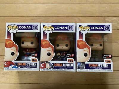 Funko POP! #18 Conan O'Brien #19 Revealed #20 Super Gamestop Exclusives TBS Lot
