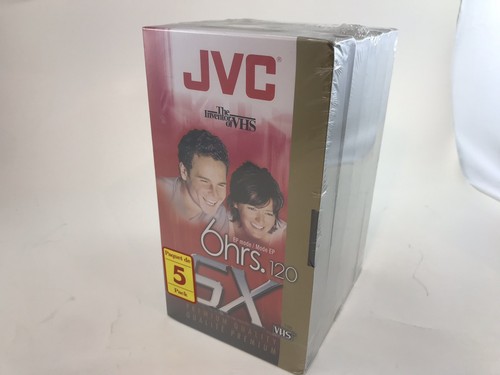 Lot of 5 JVC SX T-120 SXB VHS 6 hour High Performance VCR Blank Tapes New Sealed