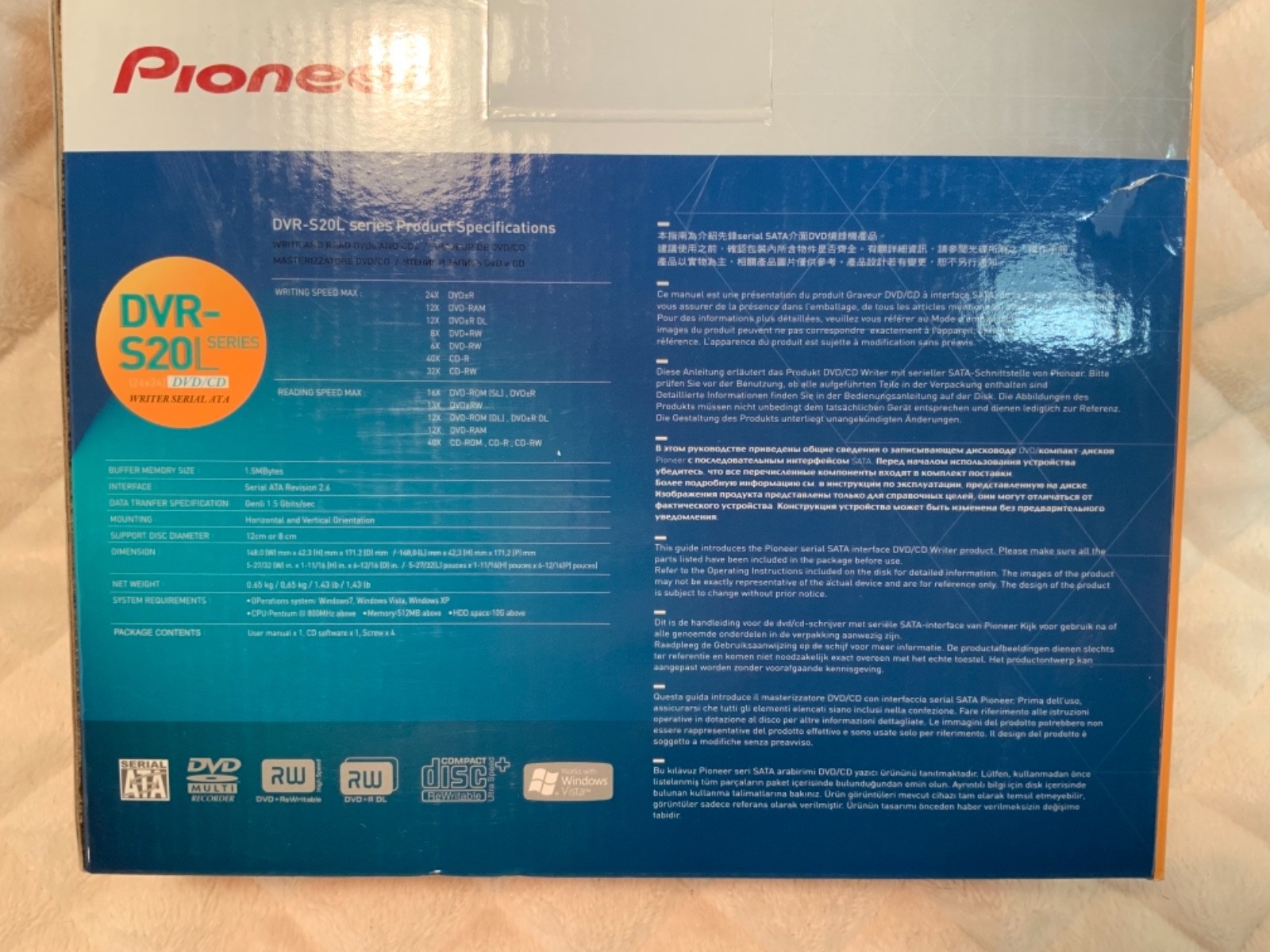 Pioneer Label Flash DVR-S20L Series 24x24 DVD/CD writer Serial ATA NEW IN BOX
