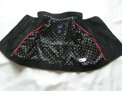 GIRLS BABY GAP LINED BLACK CORDUROY JACKET SIZE 0 - 6 MONTHS
