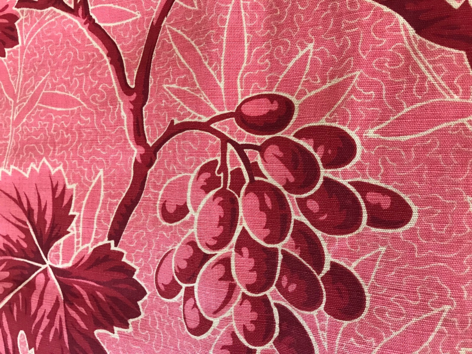 Brunschwig ET & FilS Fabric 2.9YD MSRP $225/YD 'MERSEA' POMEGRANATE GRAPES TOILE