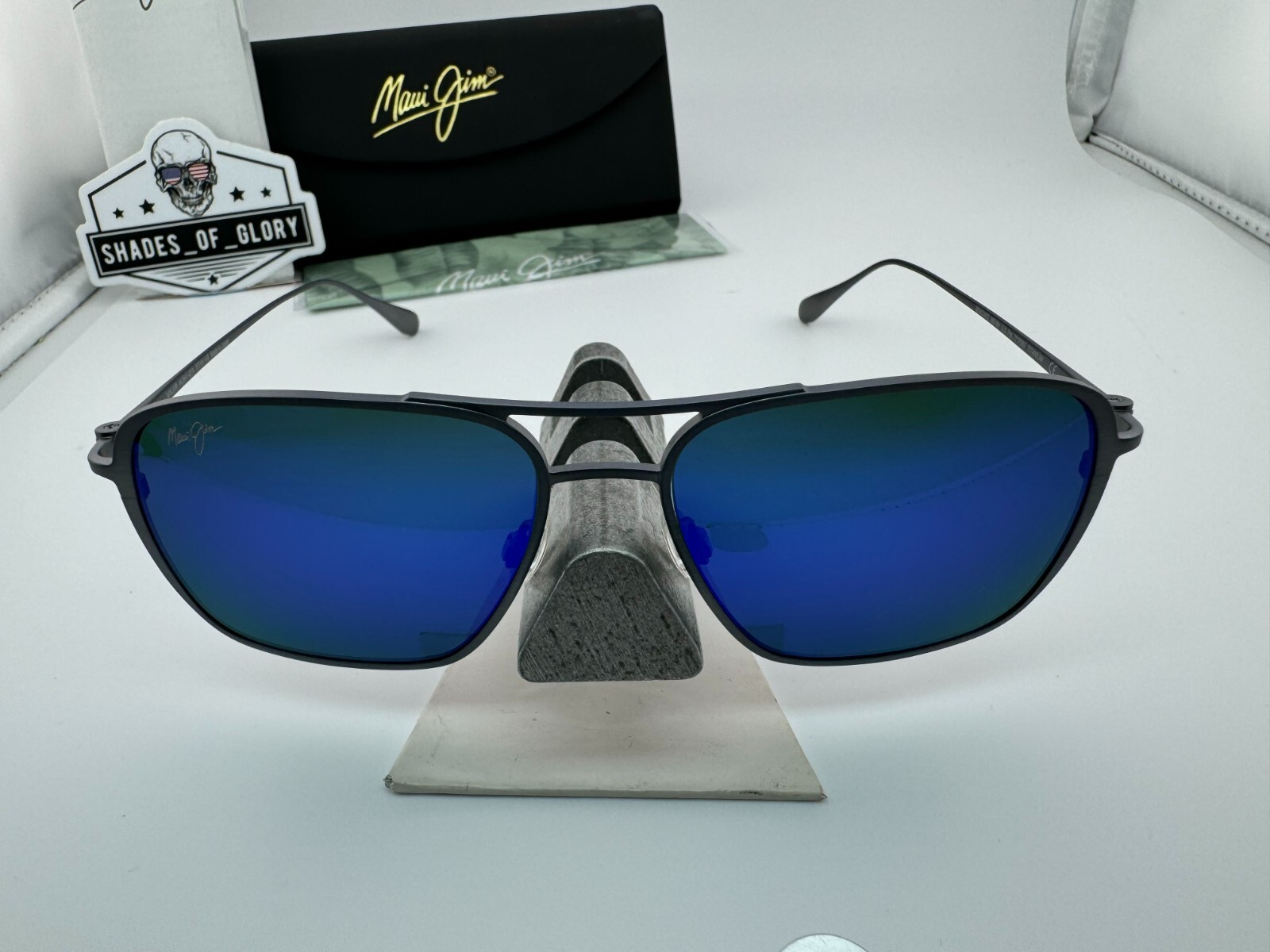 Pre-owned Maui Jim Beaches 541-27a Grey Titanium Blue Hawaii Polarized Sunglasses