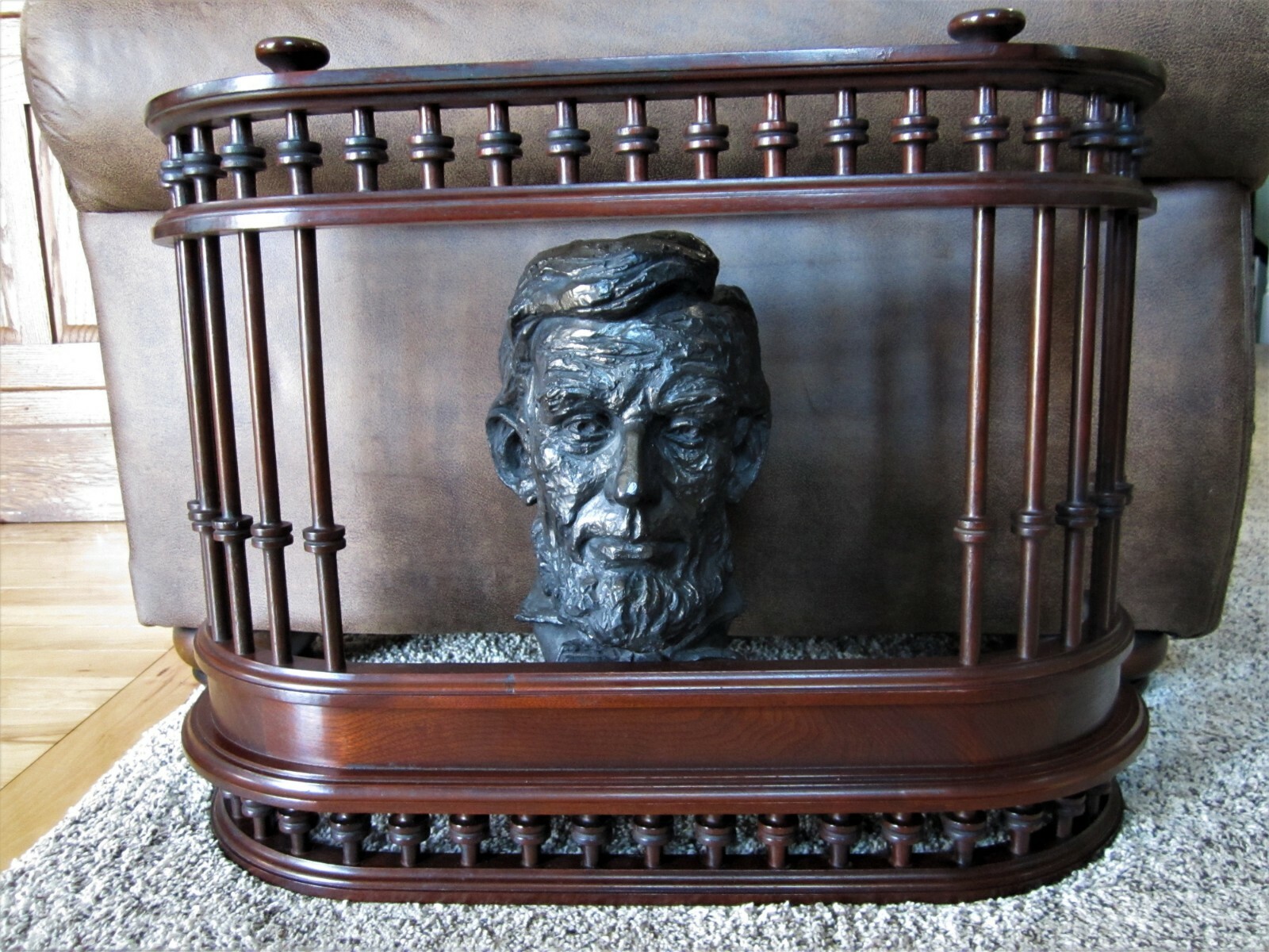 Walnut Victorian Stick & Ball Fretwork Wall Shelf Clock Holder Oil Lamp Display