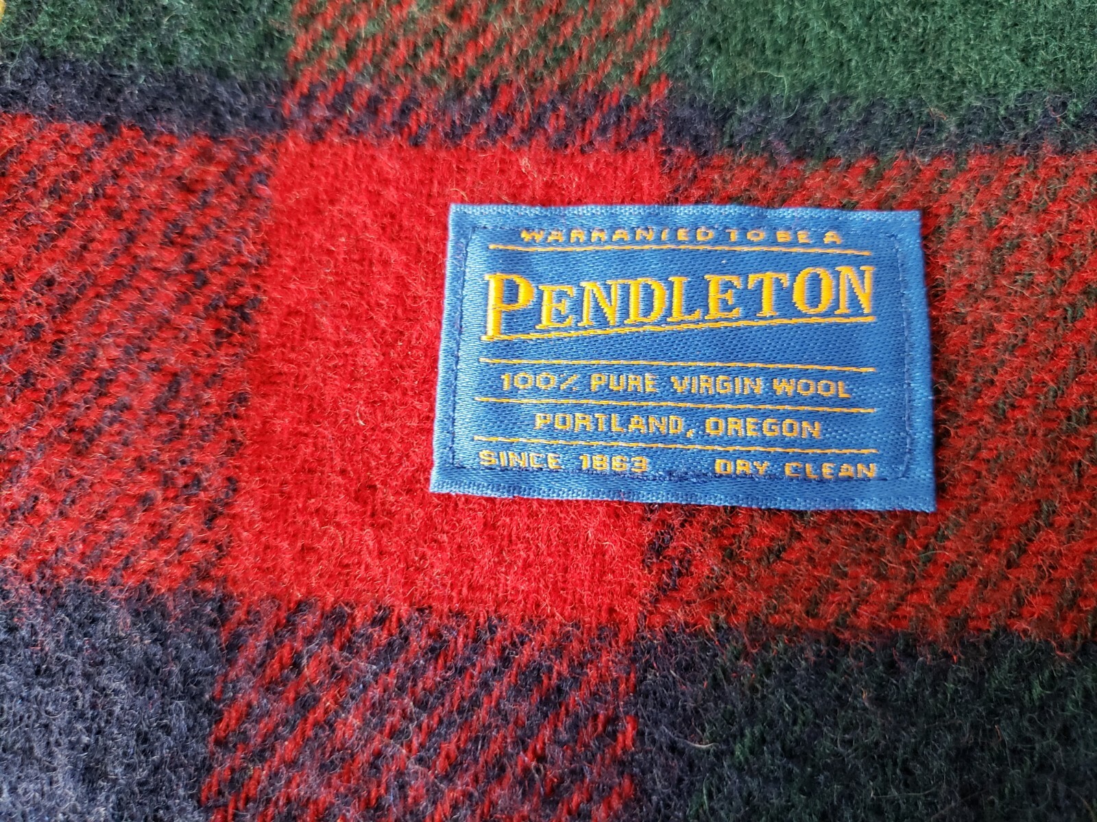 Vintage Pendleton Wool Tartan Plaid Blanket Throw Red Green Navy  58