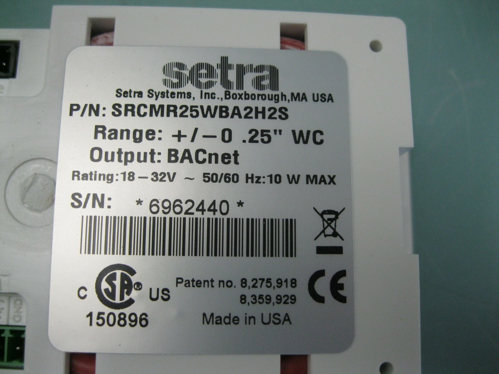 Setra SRCM Room Pressure Monitor NEW H16 (2477)