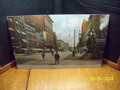 1910s South Salina St Locomotive Horse Carriage Streetcar Syracuse NY New York