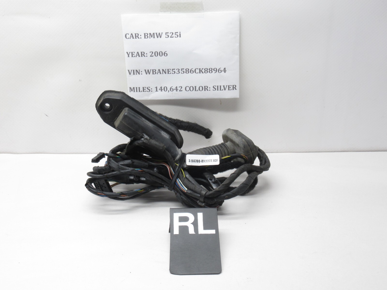 2004-2006 BMW 525i Rear Left Driver Side Door Wiring Harness 6966627 OEM 6966628