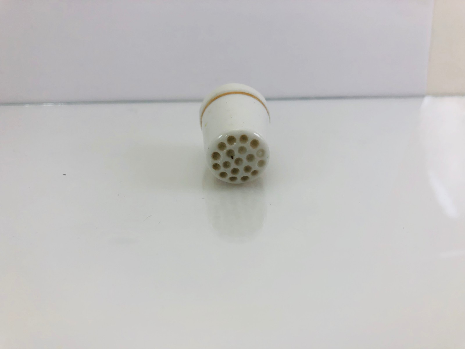 White Porcelain Thimble with Handpainted Gold Trim Busch Gardens-Tampa, Florida