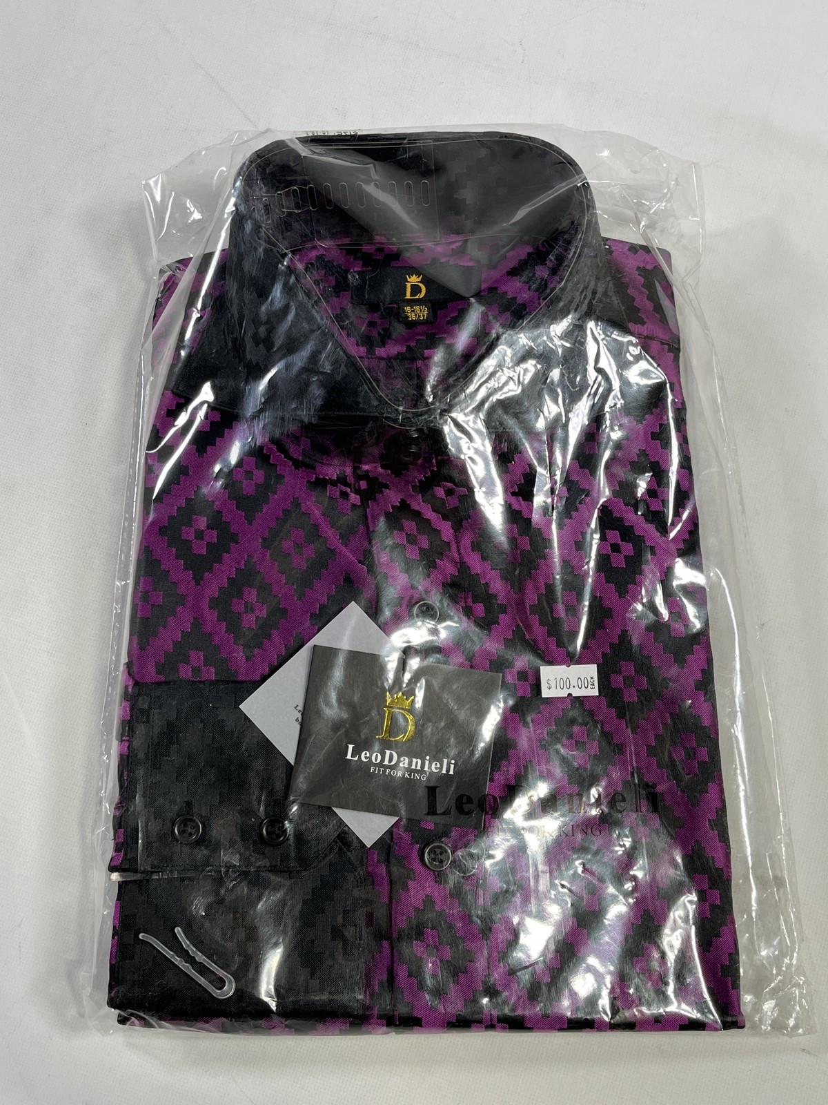 Mens Leo Danieli Purple Button Down Shirt Size 16.5 36/37 NEW