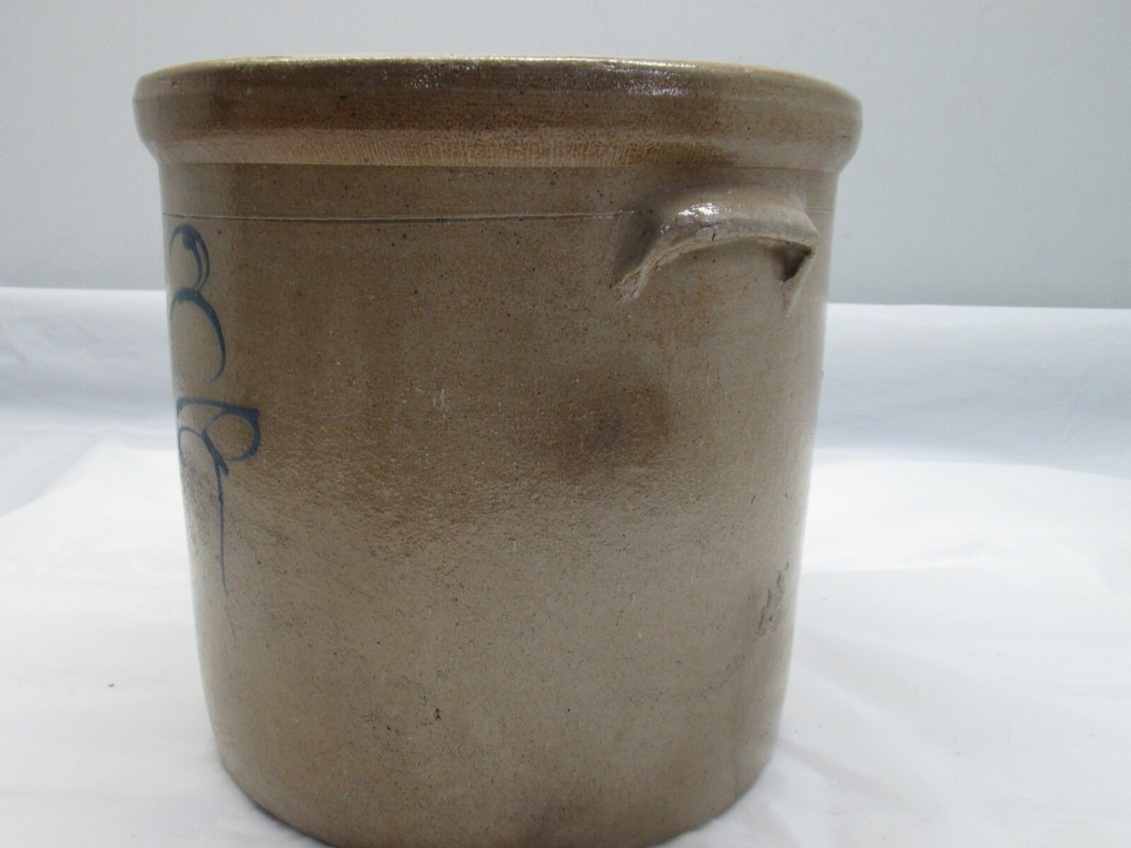 Antique 3 Gallon Salt Glazed Crock with Blue Bee Sting Design, Stoneware
