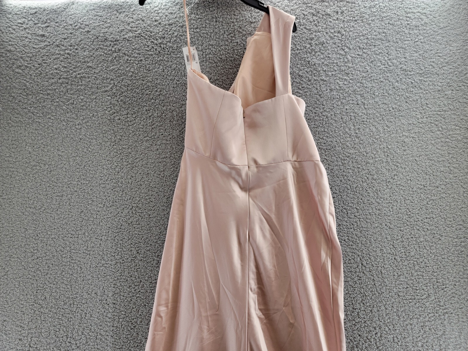 Amsale One Shoulder Draped Column Gown Women's 18 Rose Quartz Back Zip Closure - Picture 12 of 16