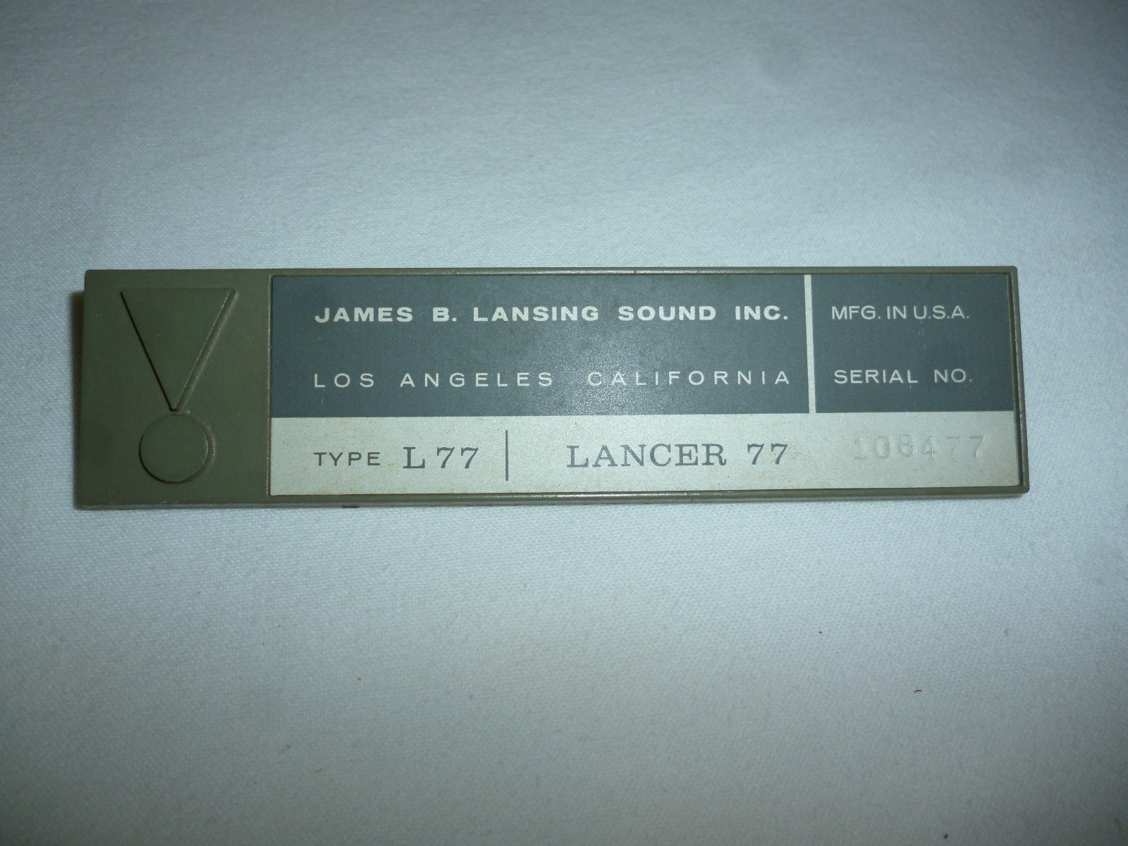 Pair of Original JBL L77 Lancer Speaker Badges Metal 77