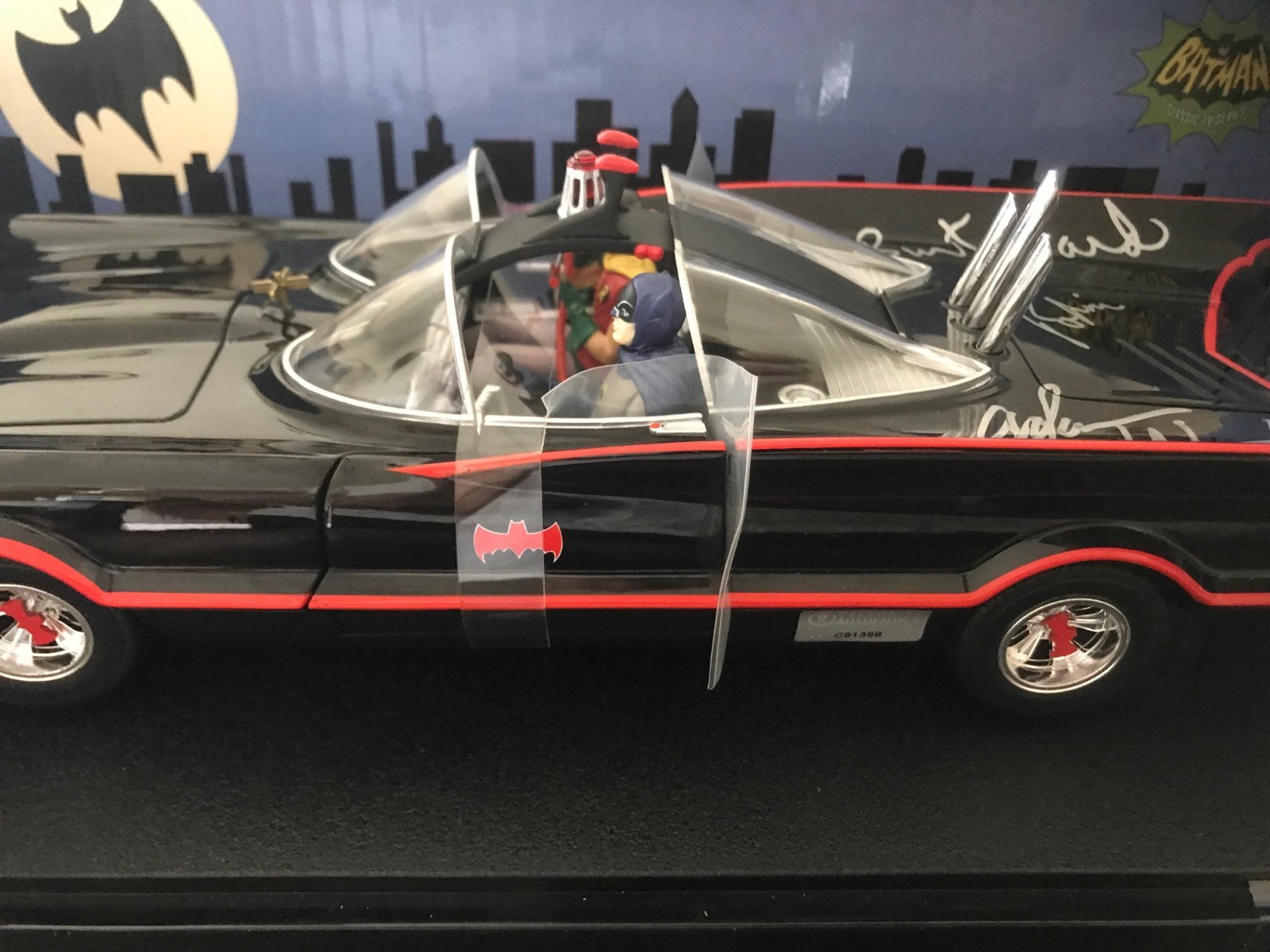 Adam West and Burt Ward signed 1:18 scale die-cast 66 classic TV Batmobile