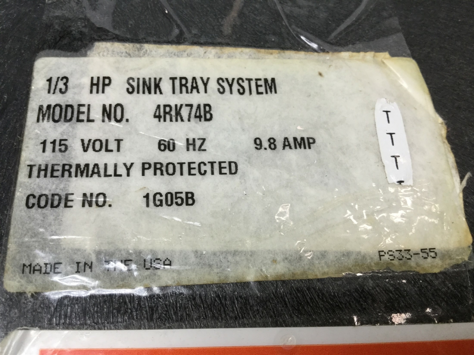 Dayton 4RK74B Sink Tray System Submersible Drain Sump Pump 1/3HP, 5-Gal Basin