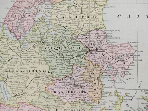 Vintage 1901 DENMARK Map 11