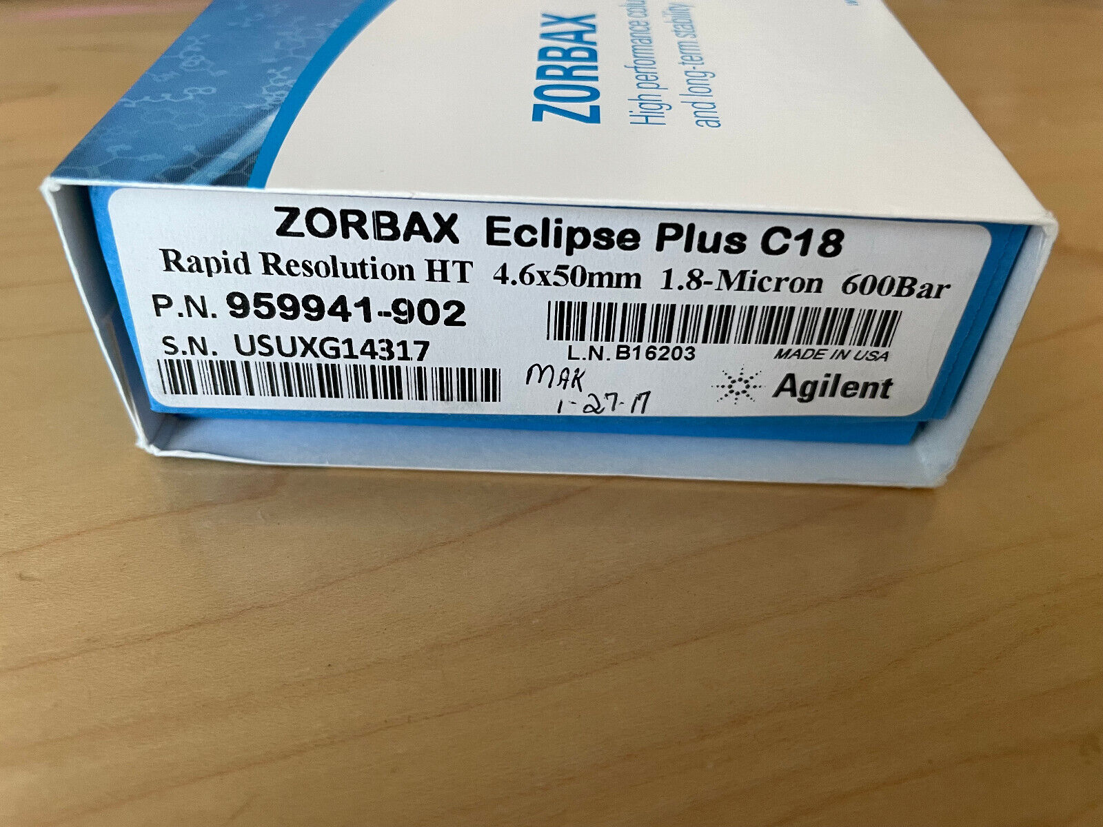 HPLC column Agilent ZORBAX Eclipse Plus C18, 1.8u, 4.6 x 50 HPLC column Agilent ZORBAX Eclipse Plus C18, 1.8u, 4.6 x 50