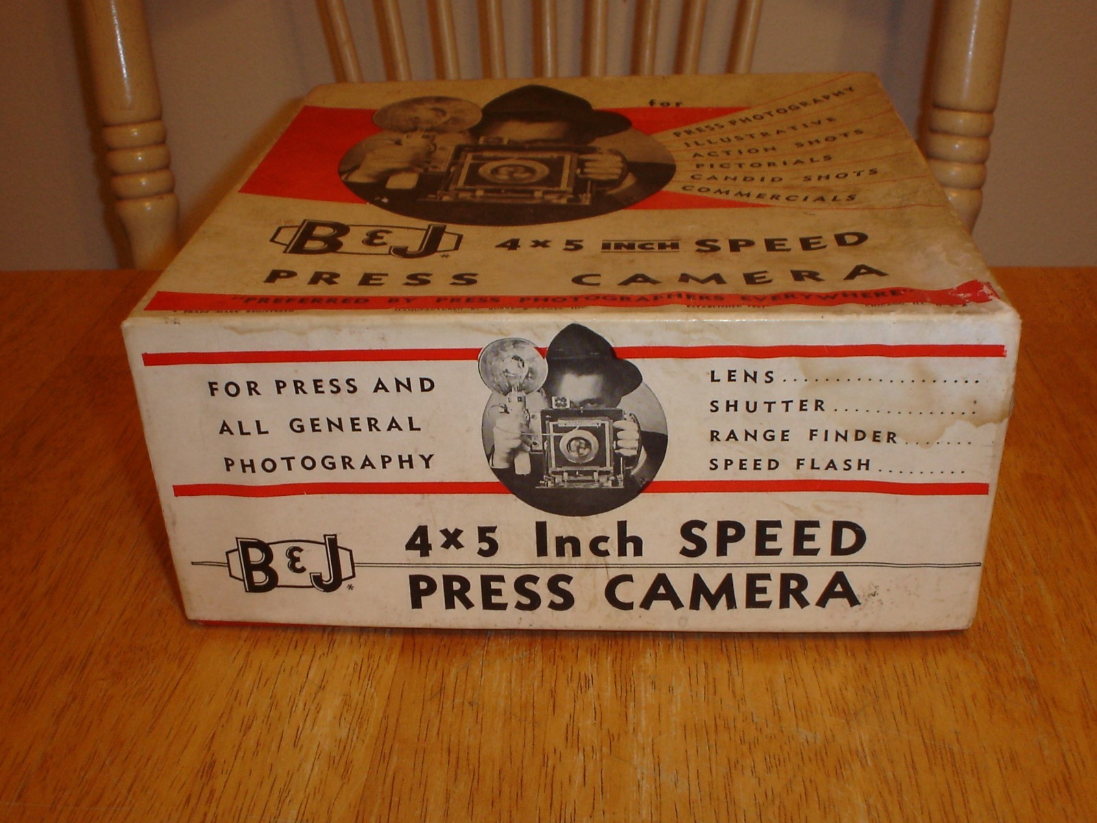 Vintage B&J Burke & James 4x5 In. Speed Press Film Camera RARE Original Box Only