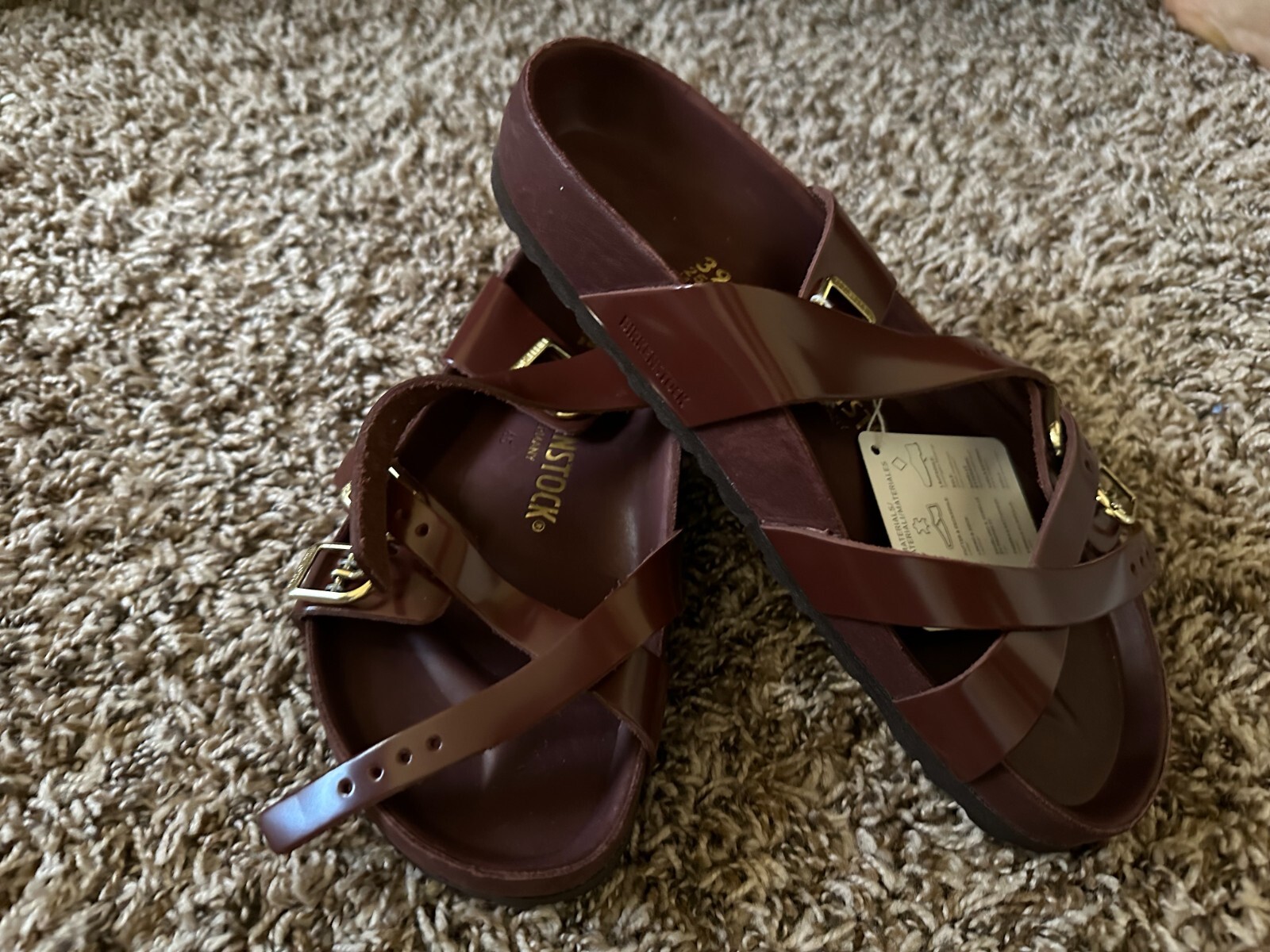 Pre-owned Birkenstock W/o Box  Franca High Shine Chocolate Patent Exquisite Eu 39 Wide In Brown