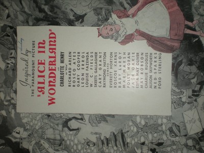 1933 Paramount ALICE IN WONDERLAND sheet music Nathaniel Finston DIMITRI TIOMKIN