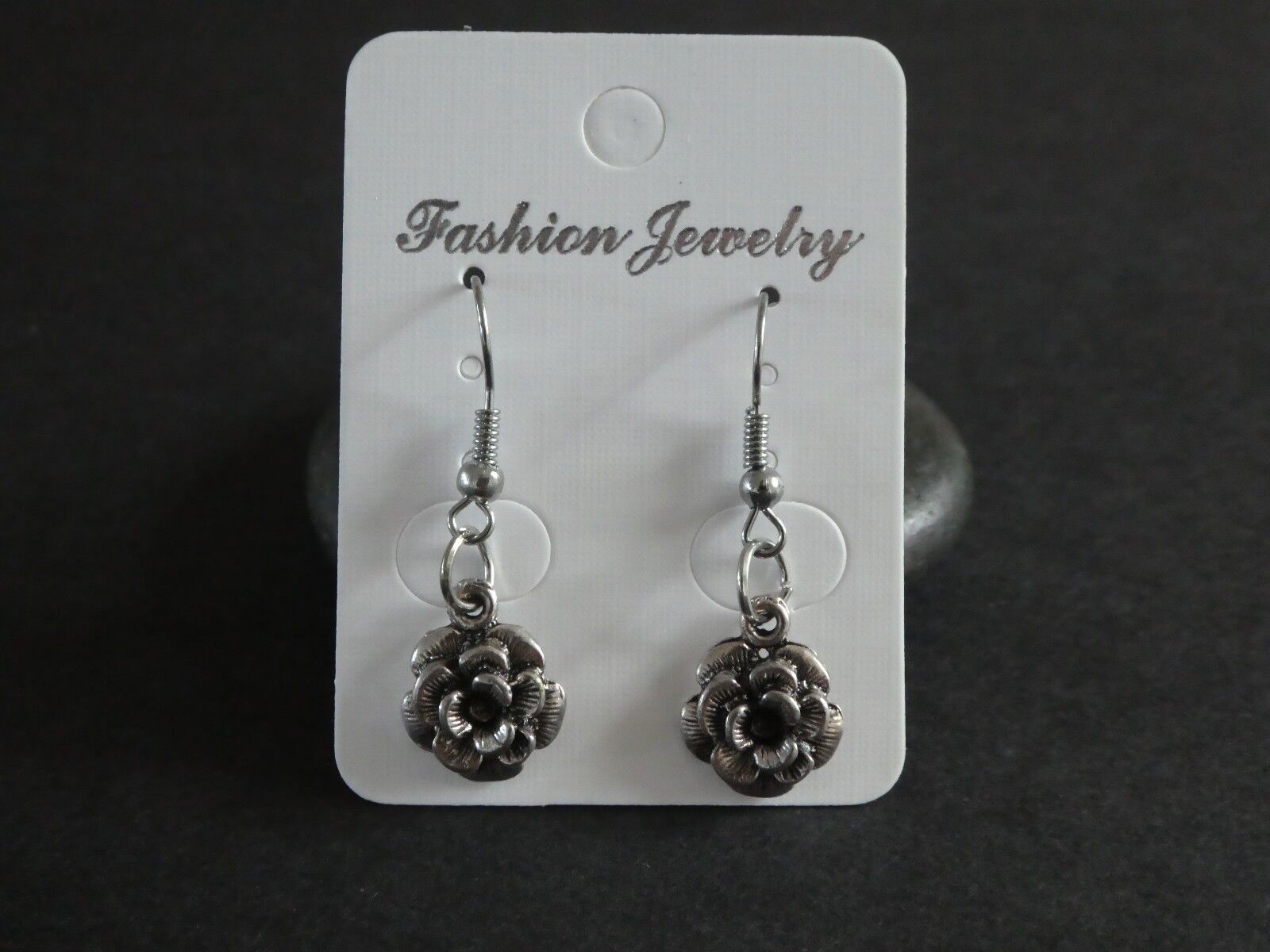 Tropicalia Handcrafted Floral Charm Hook Earrings Silver Tone Alloy Indie Boho