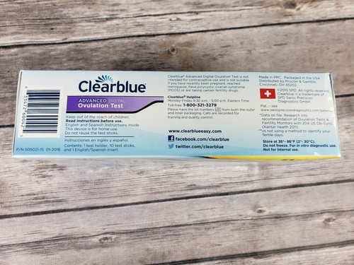 Clearblue Advanced Digital Ovulation Test  10 Tests  - Expires 09/2017 - NEW