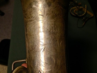 BUESCHER 1920's SILVER TRUE TONE LOW PITCH SAXOPHONE C MELODY w/ Case -